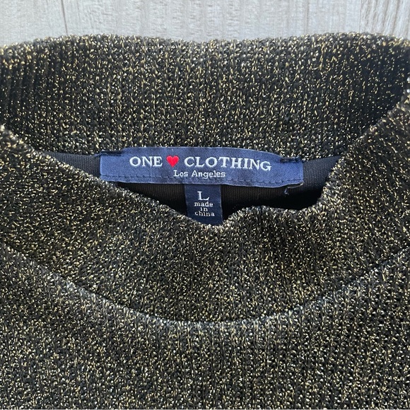 Black Midi Dress with Gold Metallic Shimmer-Size L - Picture 4 of 8